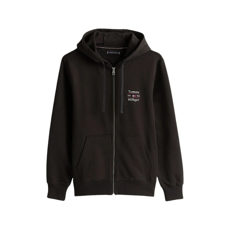 Tommy Hilfiger  Black Cotton Zip-Up Hoodie Black
