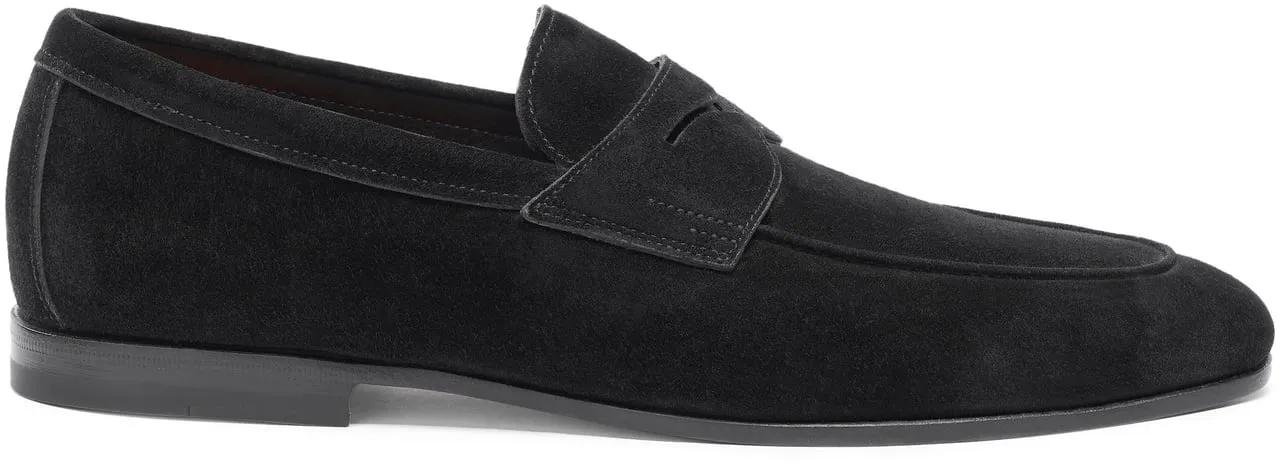 Santoni Loafer - Men's suede Carlo loafer - Gr. UK_8_5 - in Weiß - für Herren