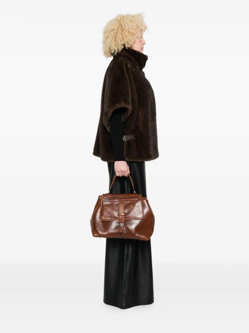 Thumbnail - Ermanno Scervino Hobo Bags - Structured Brown Shoulder Bag With Silver-Tone Har - Gr. unisize - in Braun - für Damen