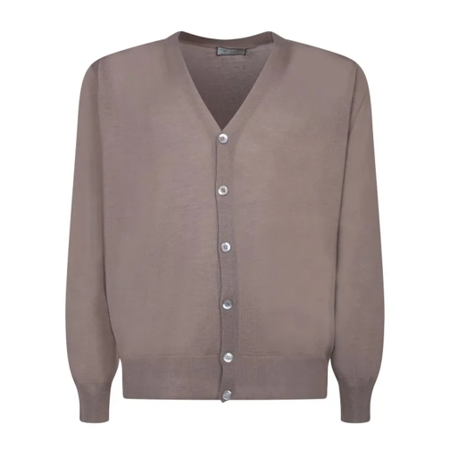 Canali V-Neck Cardigan Brown 