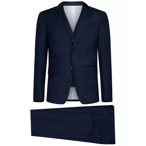 Dsquared2 Navy Blue Wool 'London Suit' Suit Black Pantalons