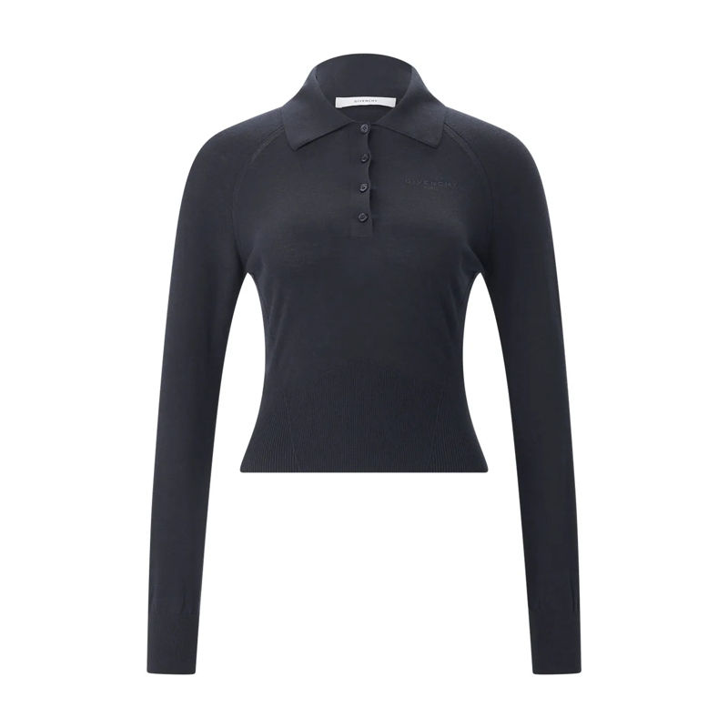 Givenchy Poloshirt Poloshirt aus Baumwolle & Seide dunkelblau
