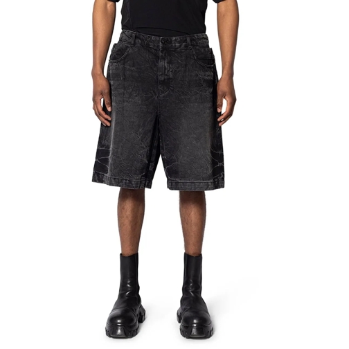 Juun.J Shorts WASHED DENIM DOUBLE WAIST SHORTS BLACK mehrfarbig