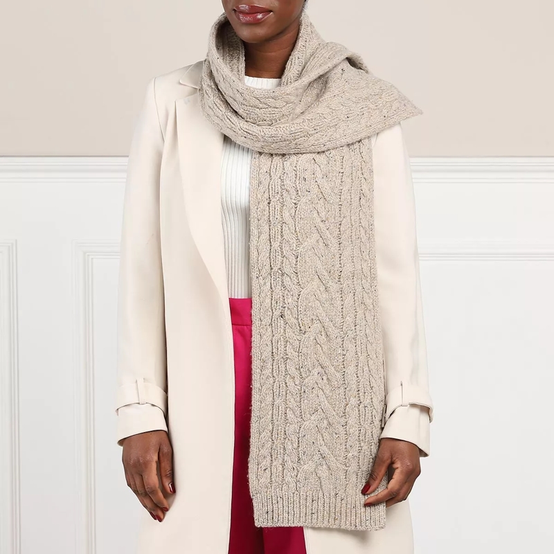 Lauren Ralph Lauren Wollschal Cable Scarf Lt Oatmeal(Image 2)