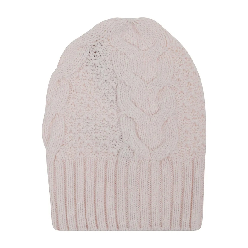 Ermanno Scervino Hoed Cable Knit Hat With Ribbed Edges Neutrals