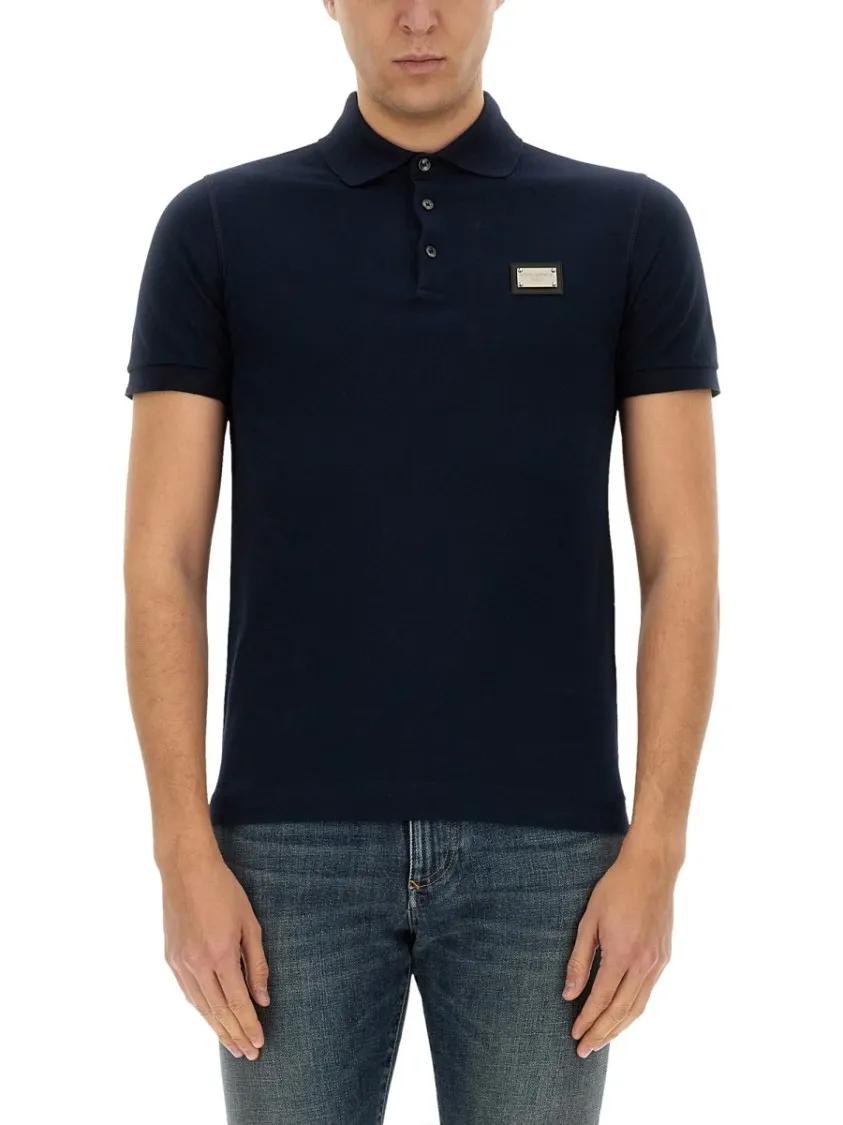 Thumbnail - Dolce&Gabbana - Polo With Logo - Größe 52 - blau