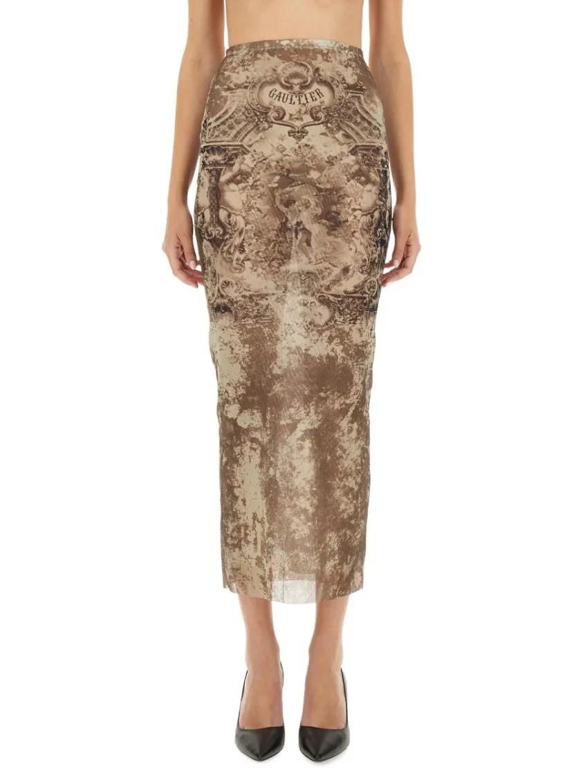 Thumbnail - Jean Paul Gaultier - Long "Médaillon" Skirt - Größe XS - beige