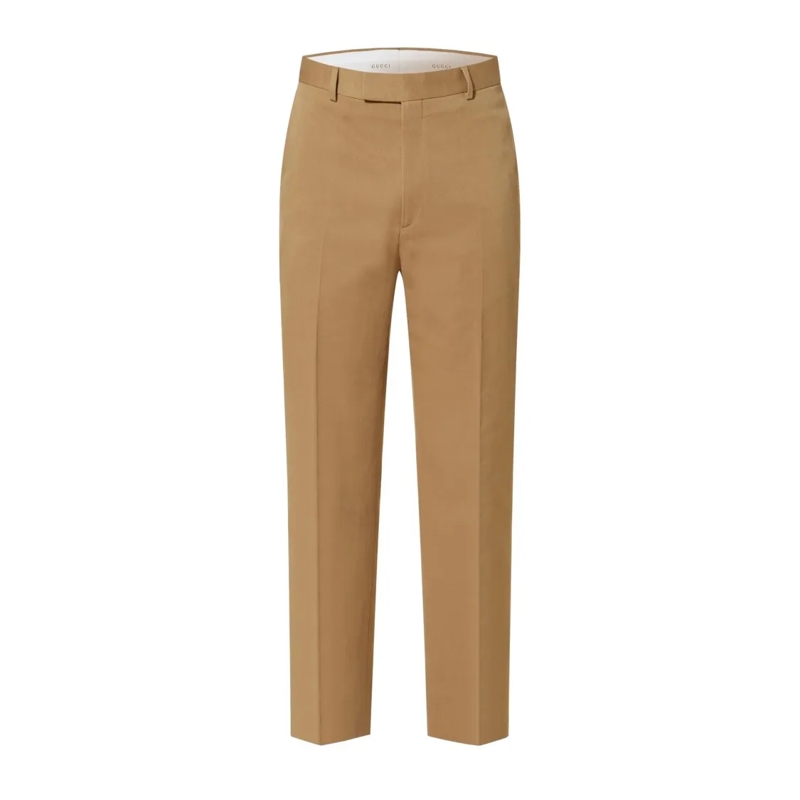 Gucci Jeans Classic Straight-Leg Chino Pants With Tailored Fin Neutrals