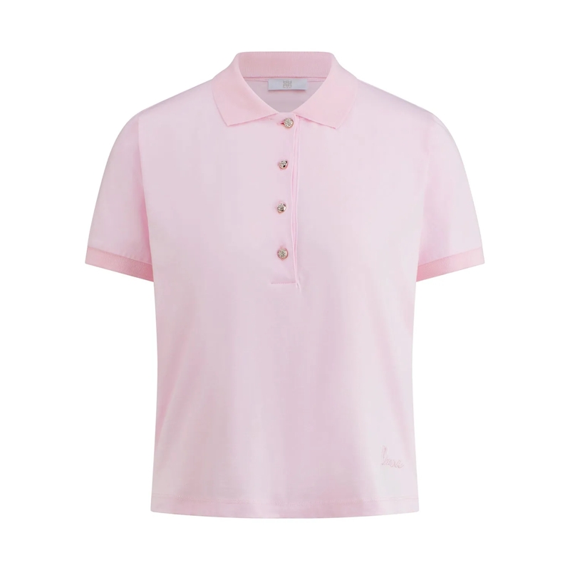 Riani T-Shirt Poloshirt mit Schmuckknöpfen Rosa