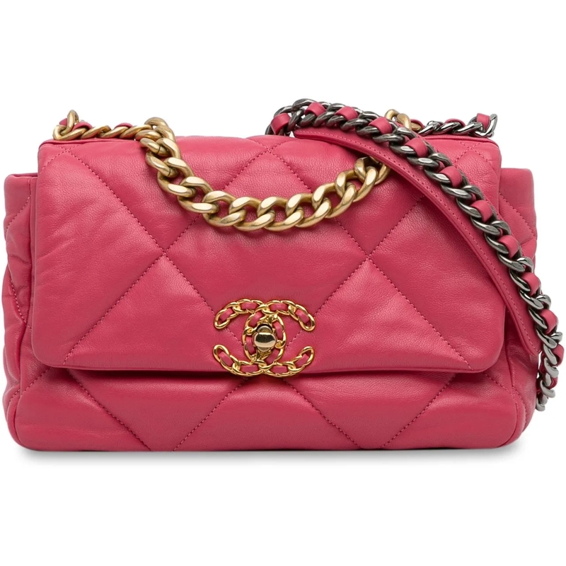 Chanel Sac à bandoulière Medium Lambskin 19 Flap rose
