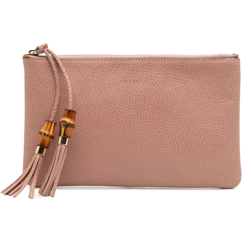 Gucci Pochette Calfskin Bamboo Clutch rose