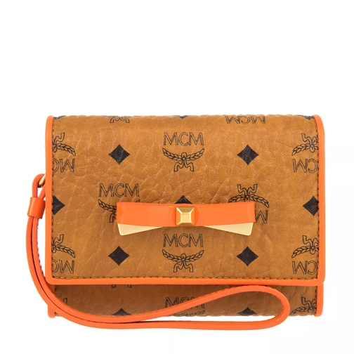 MCM Mina Visetos Card Case Cognac/Orange Portafoglio con patta