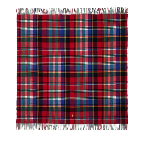 Polo Ralph Lauren Brght Pld Sq-Scarf-Square Red Plaid Wollen Sjaal