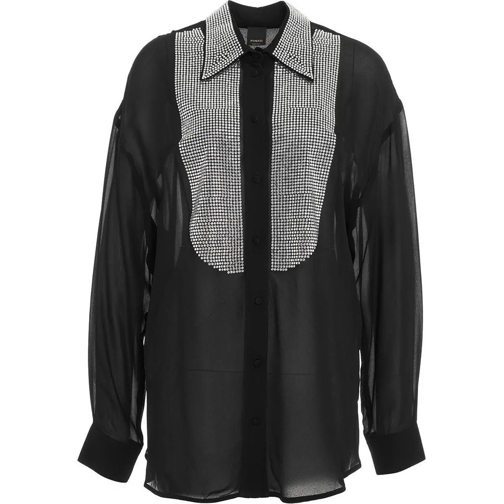 Pinko Legere Oberteile Blouse with rhinestone trimming schwarz