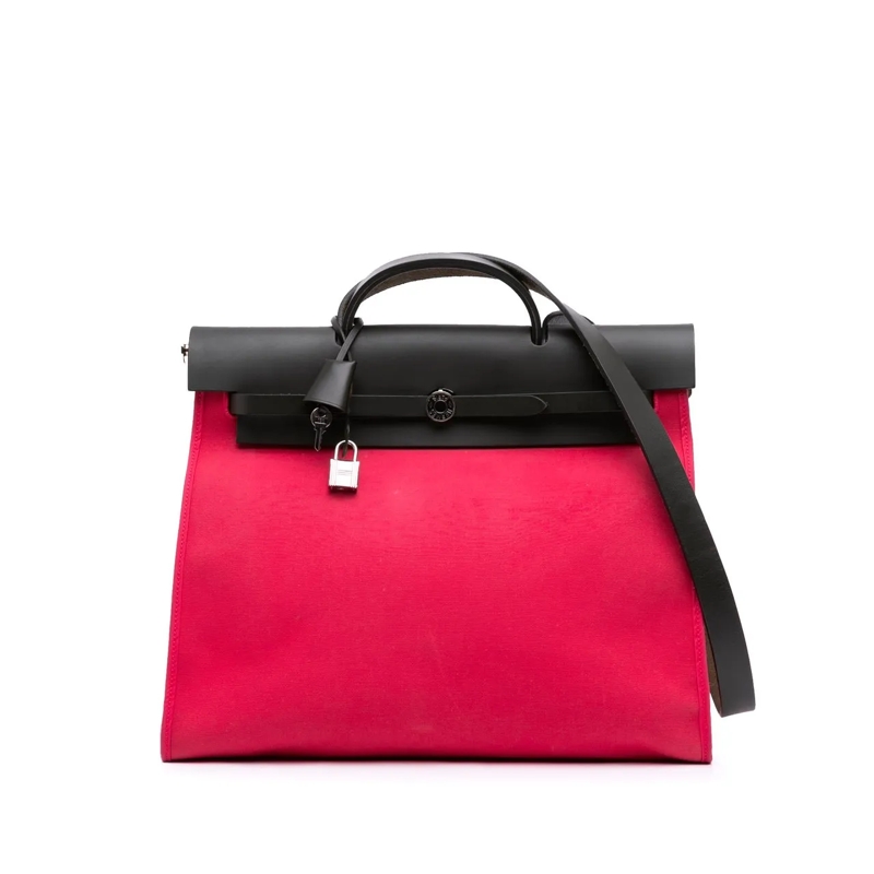 Hermès Sac à bandoulière Toile Herbag Zip 39 rose