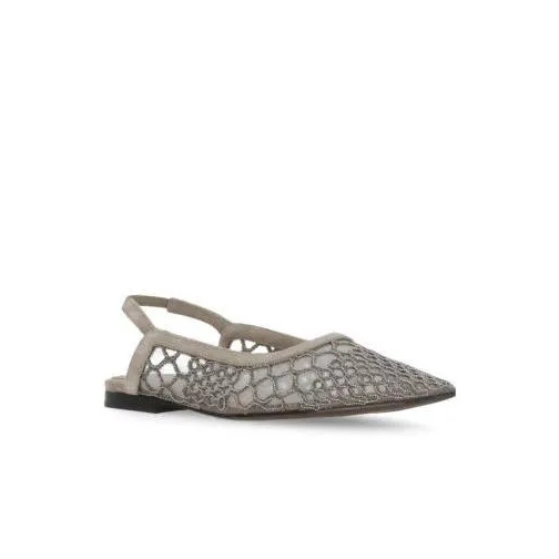 Brunello Cucinelli Leather Sling Back Grey Ballerina