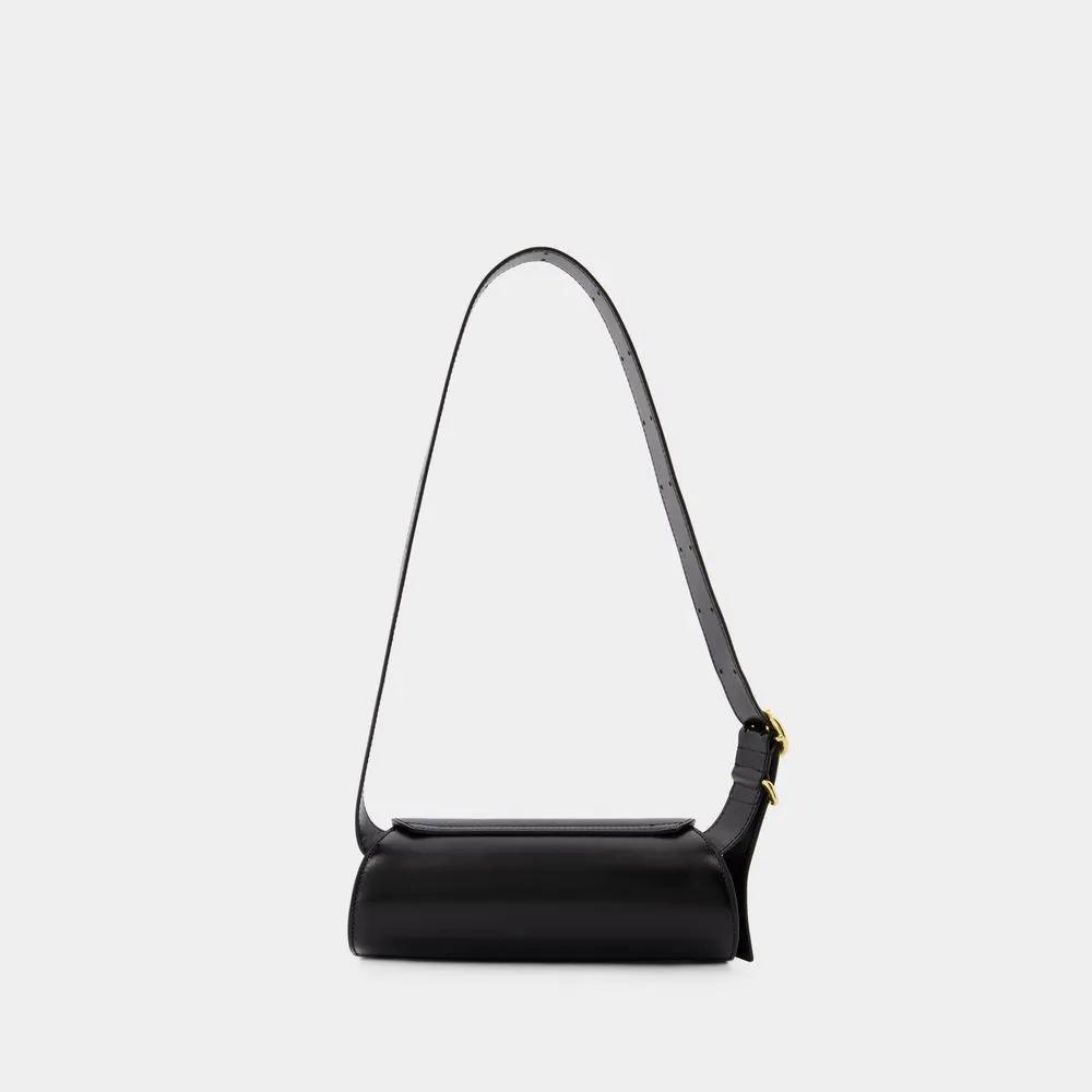 Jil Sander Shoppers Cannolo Mini Purse Leather Black in zwart