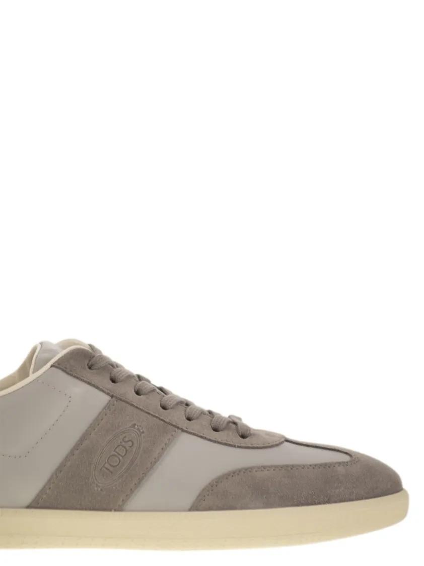 Thumbnail - Tod's Low-Top Sneaker - Smooth Leather And Suede Tabs Sneakers - Gr. 11 - in Grau - für Damen