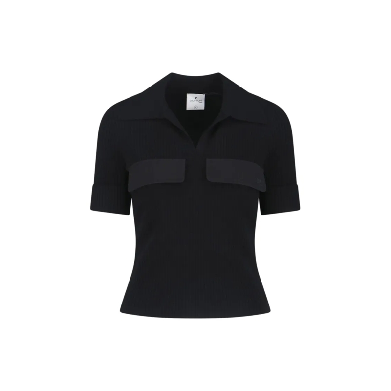 Courrèges Overhemd Fitted Black T-Shirt With Round Neckline Black