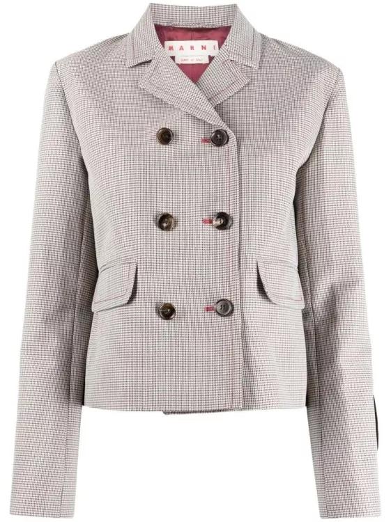 Marni - Houndstooth-Pattern Double-Breasted Blazer - Größe 42 - gray