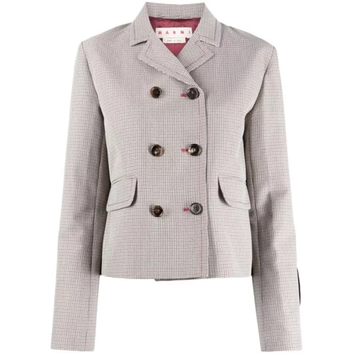 Marni Houndstooth-Pattern Double-Breasted Blazer Grey 