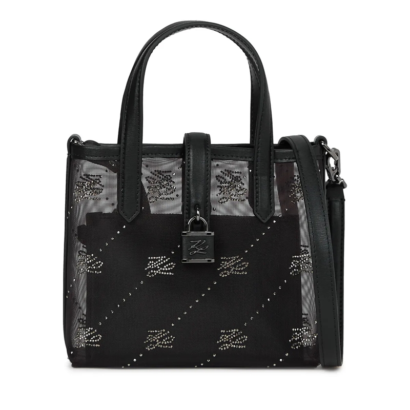 Karl Lagerfeld Shopper K/Autograph Tote Bag mit Vorhängeschloss und Stras schwarz
