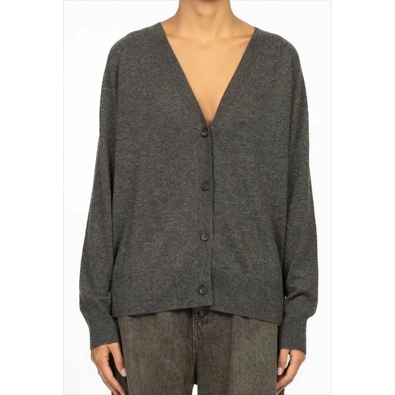 Max Mara Strickjacke Classic-Fit Grey Cardigan With V-Neck Grey