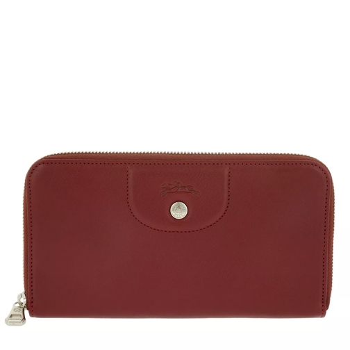Longchamp Le Pliage Leather Wallet Red Lacquer Portemonnaie mit Zip-Around-Reißverschluss