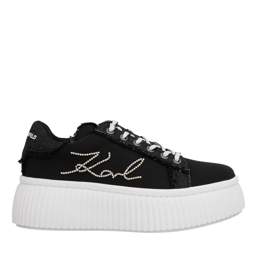 Karl Lagerfeld Plateau Sneaker Kreeper Lo Signia Mix Lo Lace Black Denim W/Silver