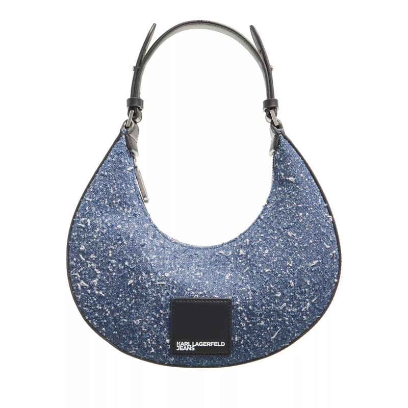 Karl Lagerfeld Jeans Hobo Bag Tech Leather Small Half Moon White/Blue Boucle