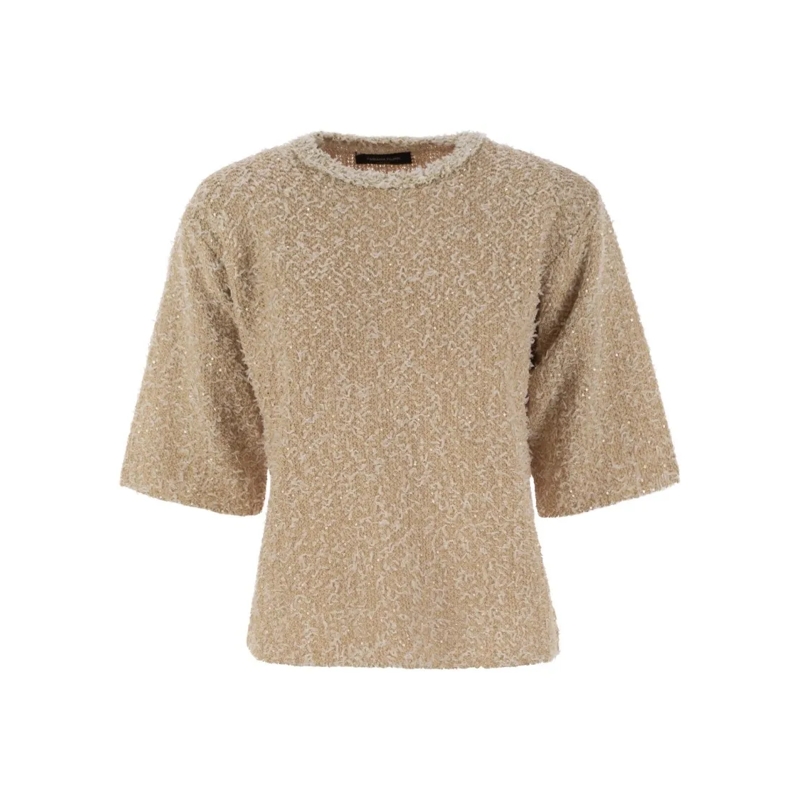 Fabiana Filippi T-shirt Tweed-Effect Yarn Crew-Neck T-Shirt Neutrals