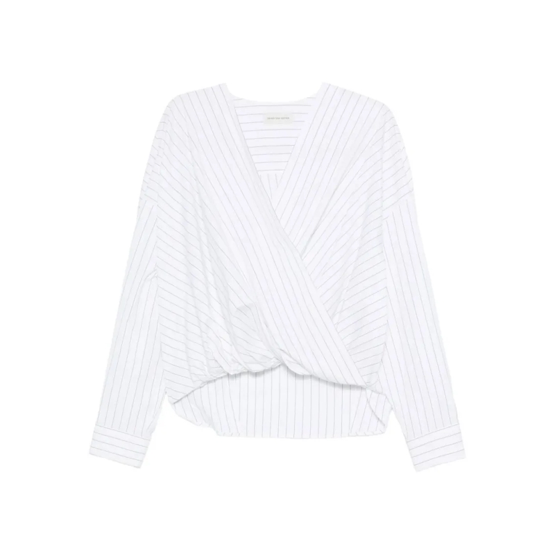 Dries Van Noten Hemd Draped Relaxed-Fit Shirt With Wrap-Style Front White