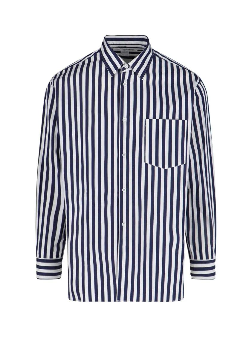 Thumbnail - Comme des Garcons - Shirt Striped Shirt – Blue/White - Größe M - blau