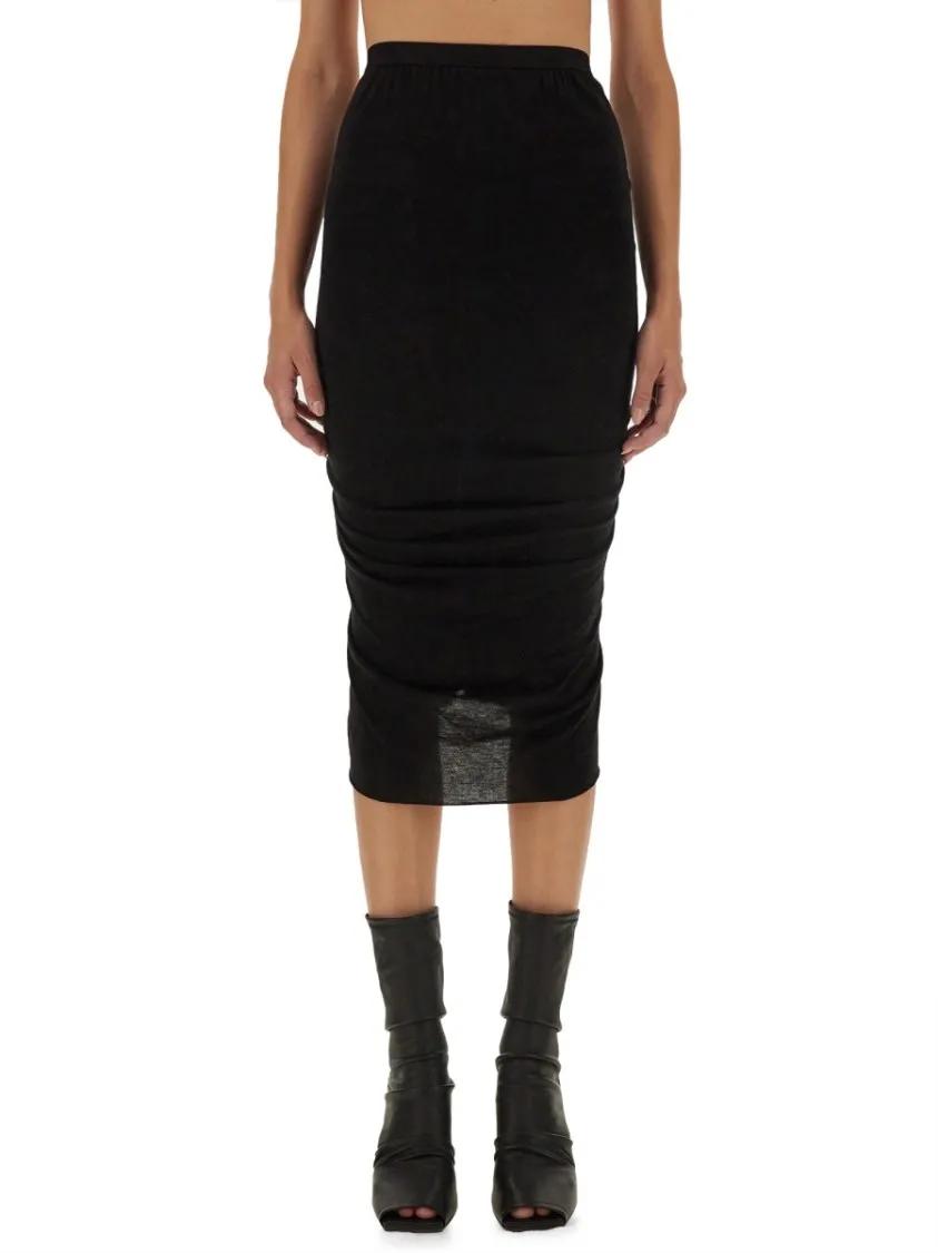 Thumbnail - Rick Owens - Skirt With Drape - Größe 38 - schwarz