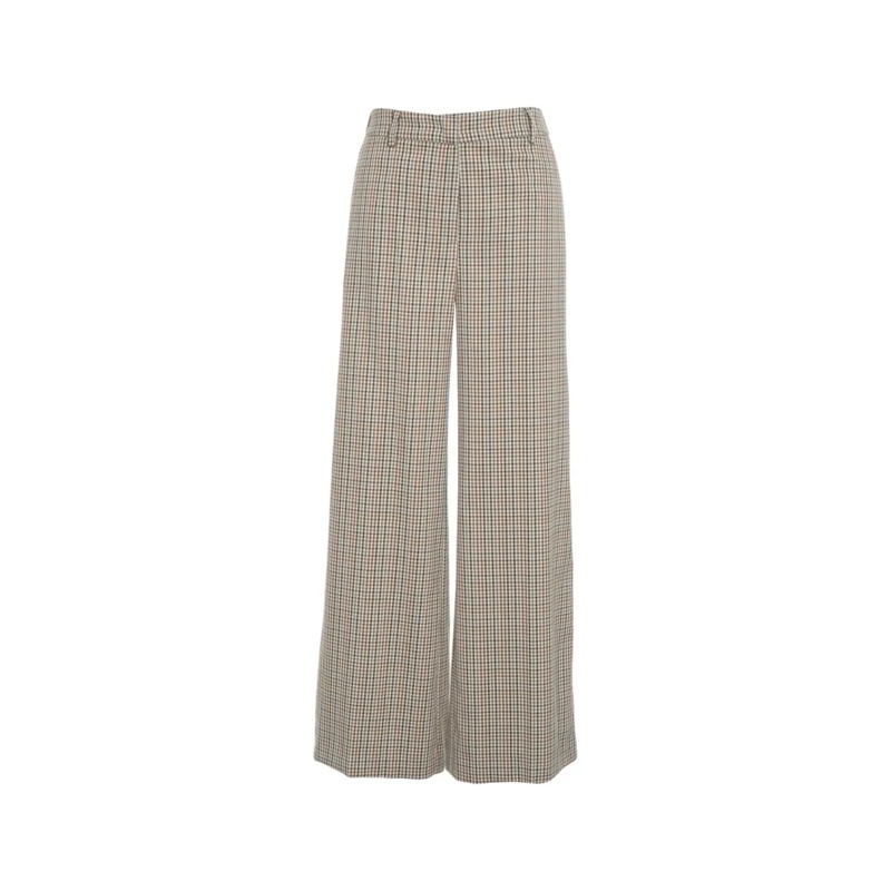 Kaos  Palazzo Pants With Checked Pattern Neutrals