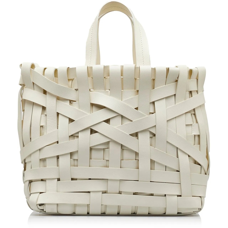 Jil Sander Shopper Woven Leather Basket Tote weiß