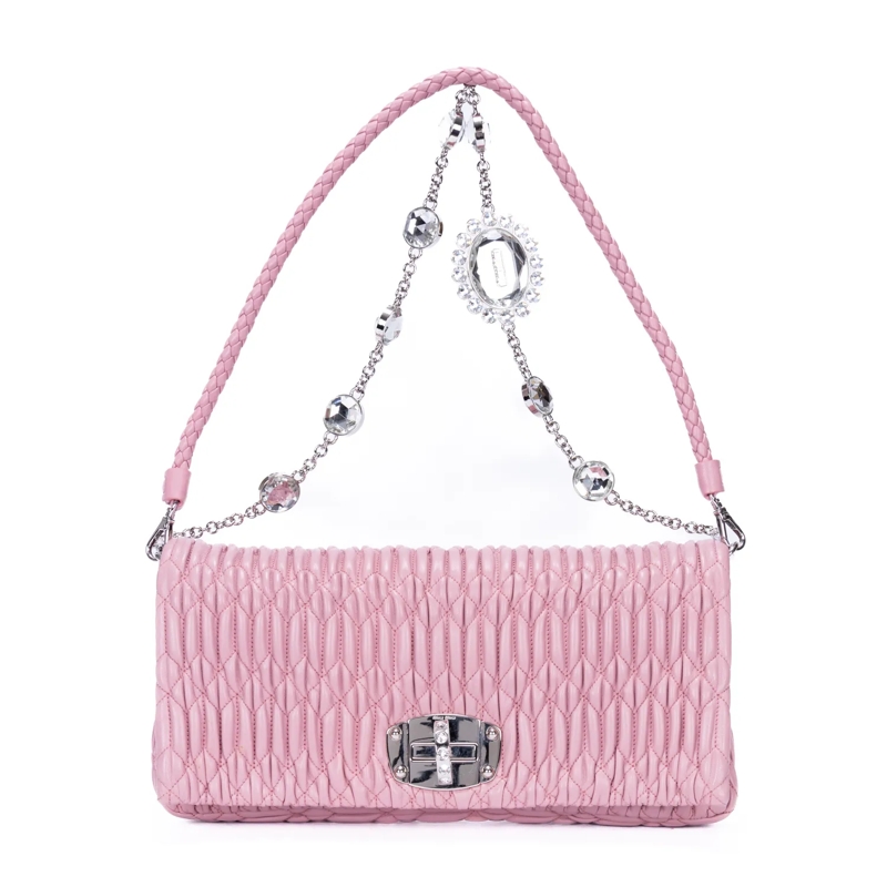 Miu Miu Crossbody Bag Crystal Cloque pink