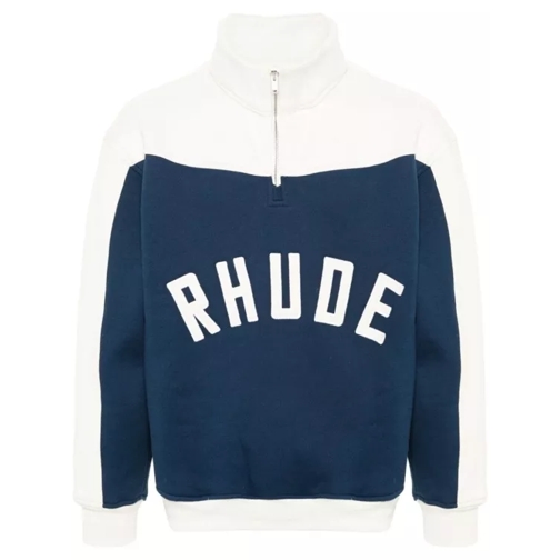 Rhude Contrast Varsity Cotton Sweatshirt Blue 