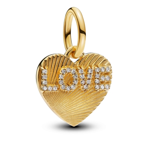 Pandora Pendentif Gravierbarer Love-Herz Charm-Anhänger 14k Gold-plated