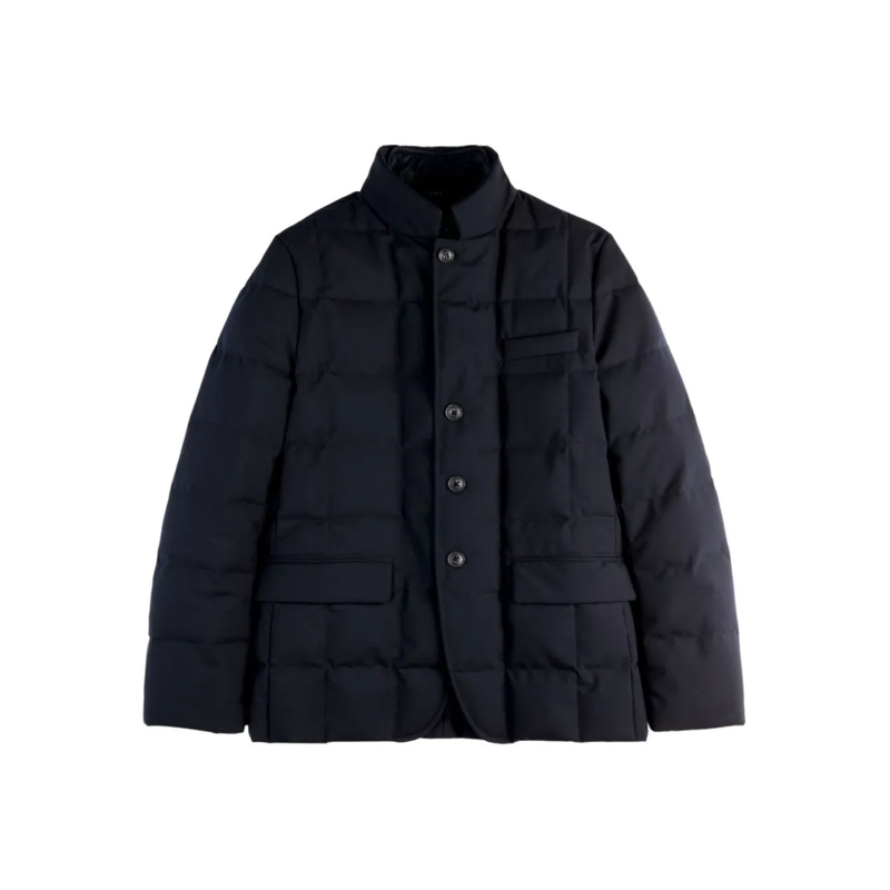 Fay Manteaux de tanche Navy Blue Quilted Down Coat With Stand-Up Collar Blue