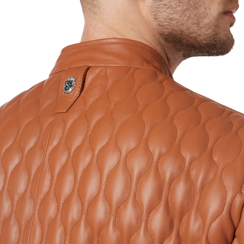 BILLIONAIRE Daunenjacke Lederjacke braun(Image 4)