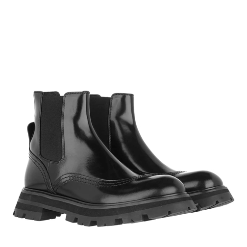 Alexander McQueen Chunky Ankle Boots Leather Black Barca per motociclisti