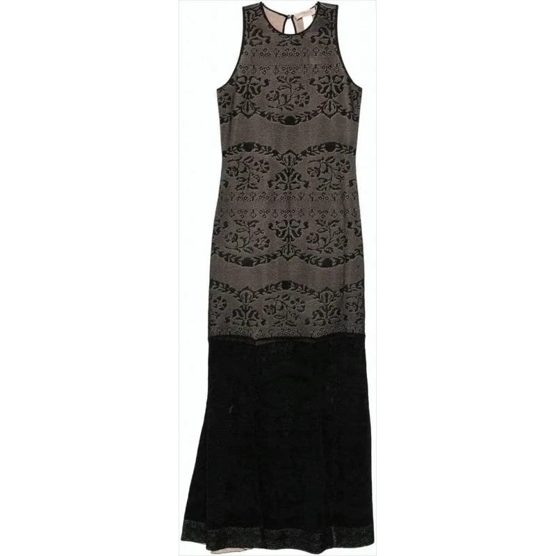 Twin-Set Midi-jurk Long Viscose Knit Dress Black