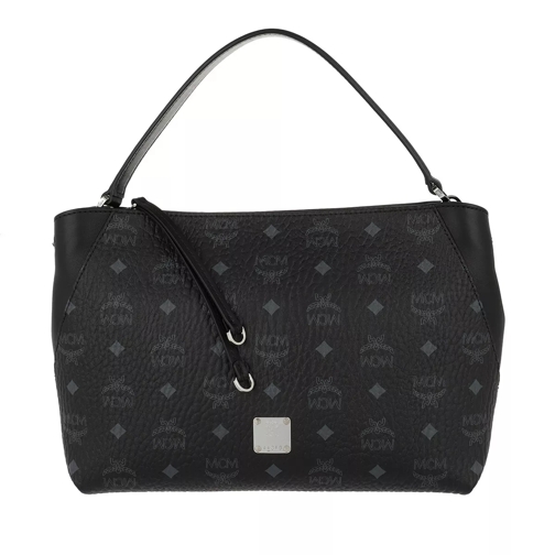 MCM Klara Visetos Shoulder Bag Medium Black Rymlig shoppingväska