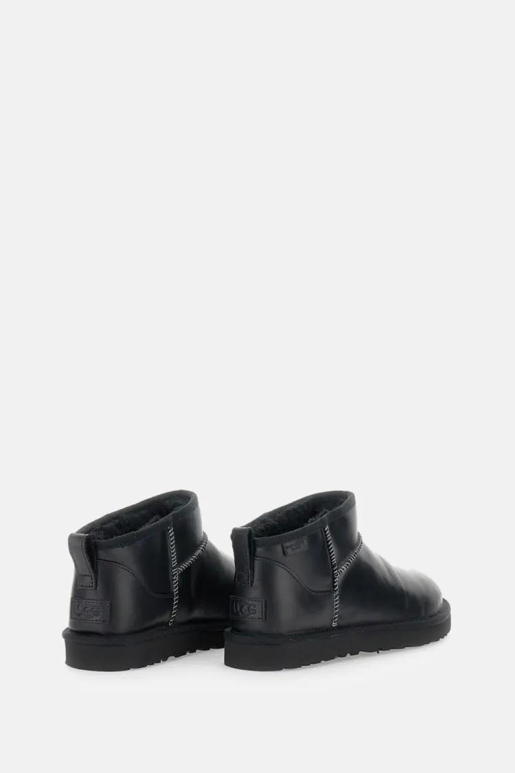 Thumbnail - UGG Stiefel - Classic Ultra Mini Leather Ankle Boots With Uggplu - Gr. 42 (EU) - in Schwarz - für Damen