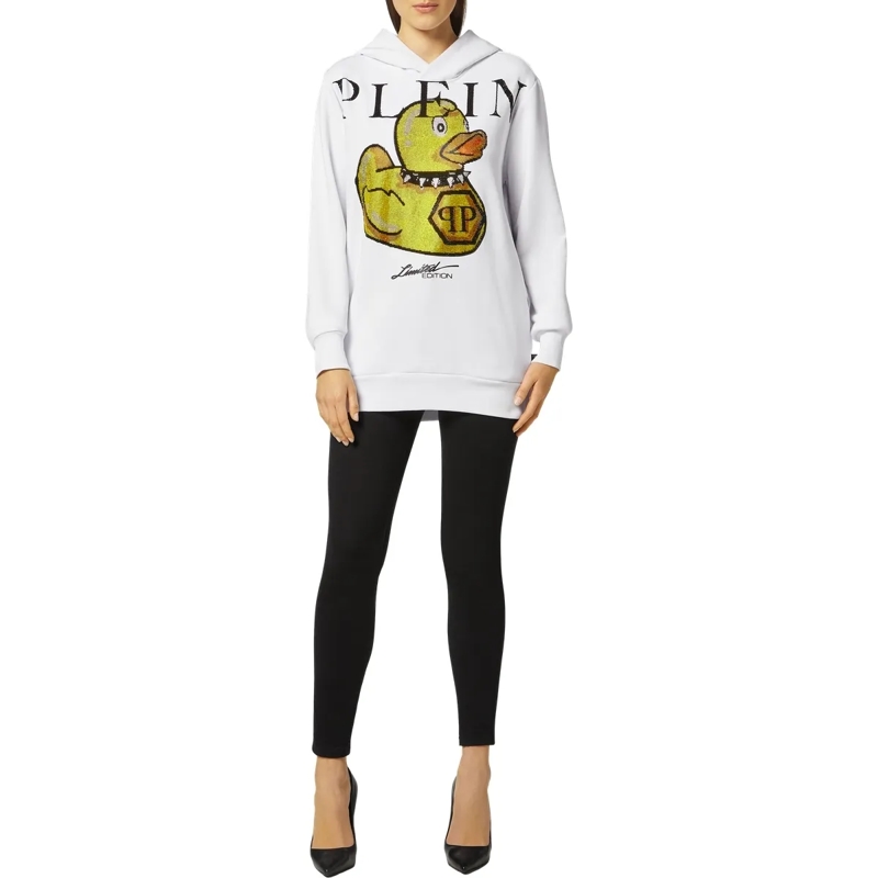 Philipp Plein Top Hoodie Duck Mit Schmucksteinen weiss(Image 4)