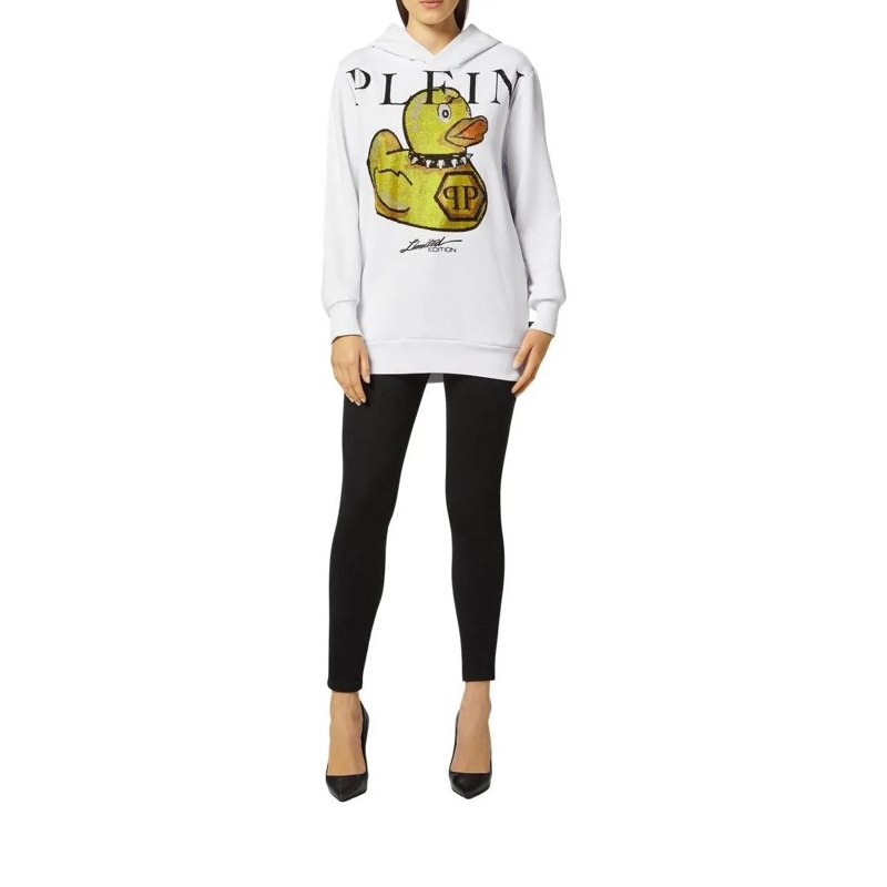 Philipp Plein Sweatshirt Hoodie Duck Mit Schmucksteinen weiss(Image 3)