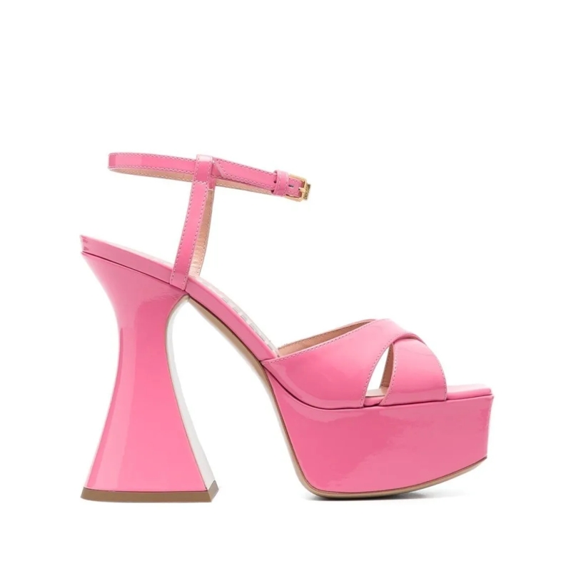 Moschino Sandalen Calfskin Patent Leather Platform Sandals Pink