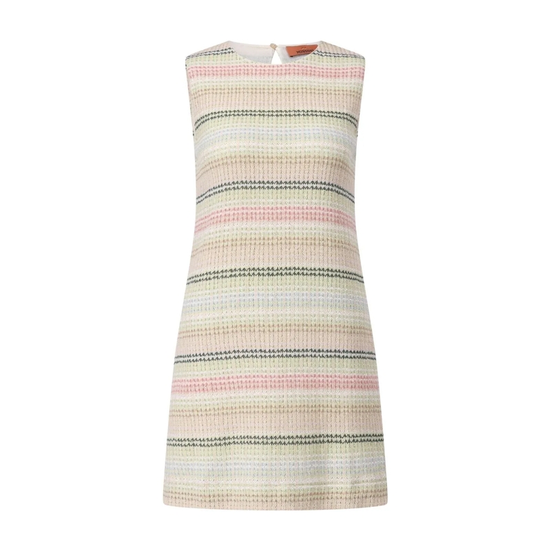 Missoni Mini-jurk Mini-Etuikleid im gestreiften Design Beige