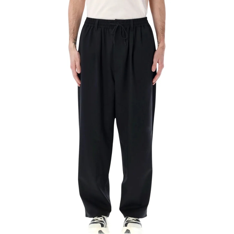 Y-3 Pantalon de jogging Wide-Leg Wool Blend Joggers With Elastic Waistband Black